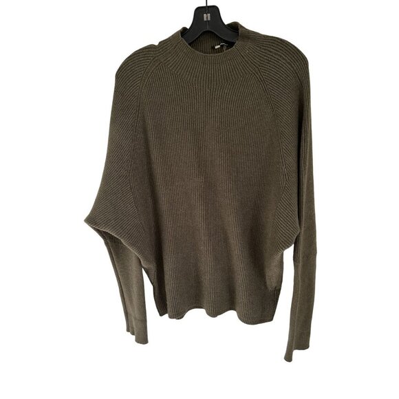 Vila Milano Knitted Sweater Crewneck Ribbed Olive Green Size Large - Picture 8 of 9